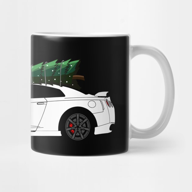 Funny Christmas Ugly Sweater R35 GTR Skyline Tree on Car by Automotive Apparel & Accessoires